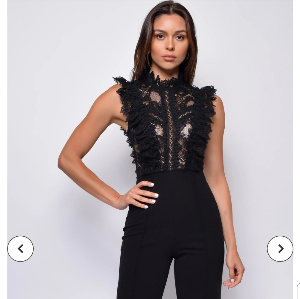 Emprada Black Crochet Jumpsuit